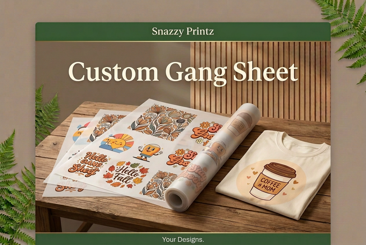 Custom Gang Sheet image with the footer reading Your Designs.