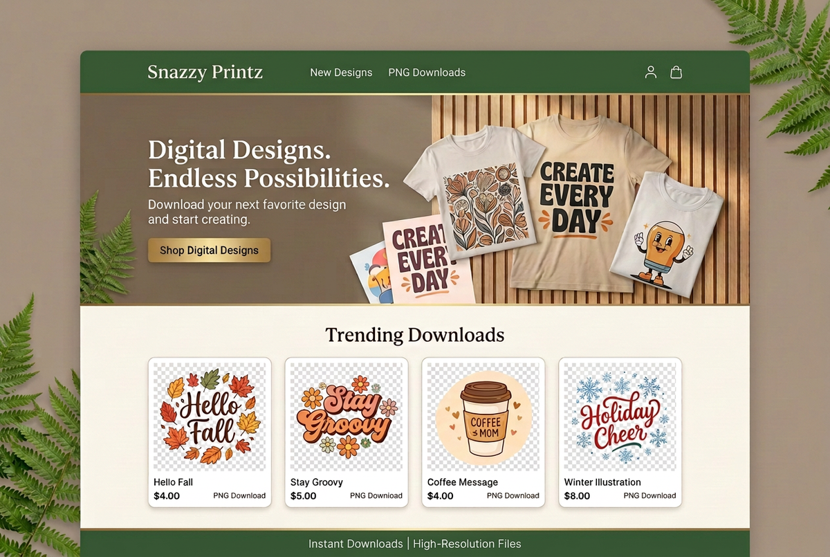 Digital designs image with green top and bottom bars and white lettering