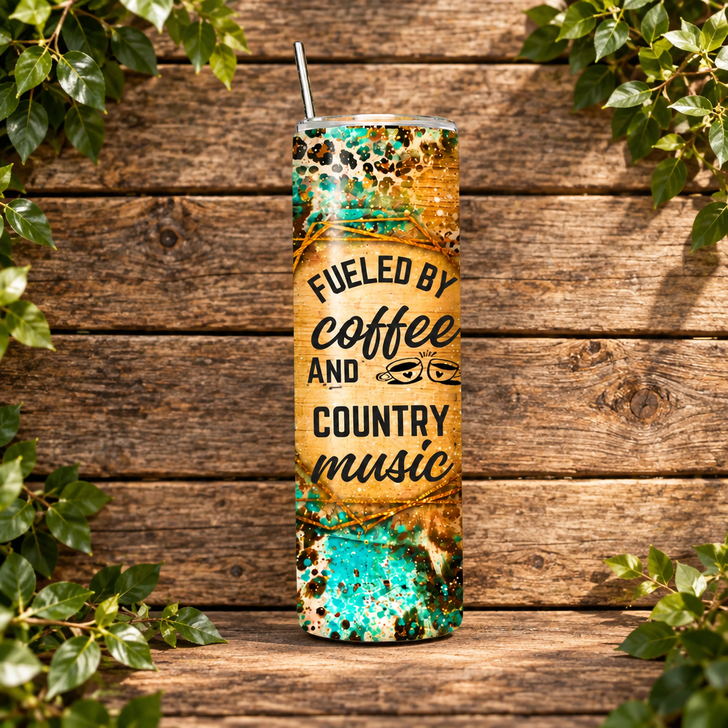 Single tumbler with wooden slats and greenery